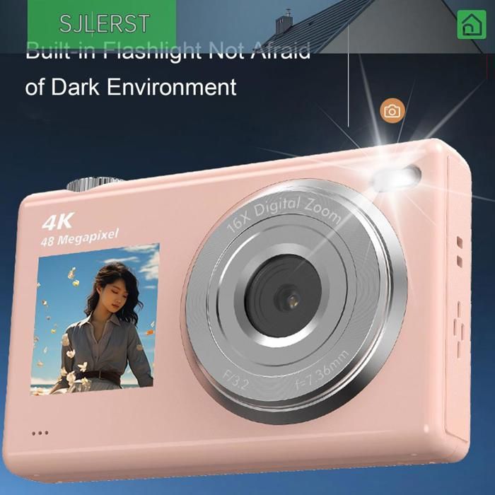 Kriogor Mini Appareil Photo Rétro 12MP - Caméra Vintage 1080p Autofocus + Carte 16Go - Style TLR