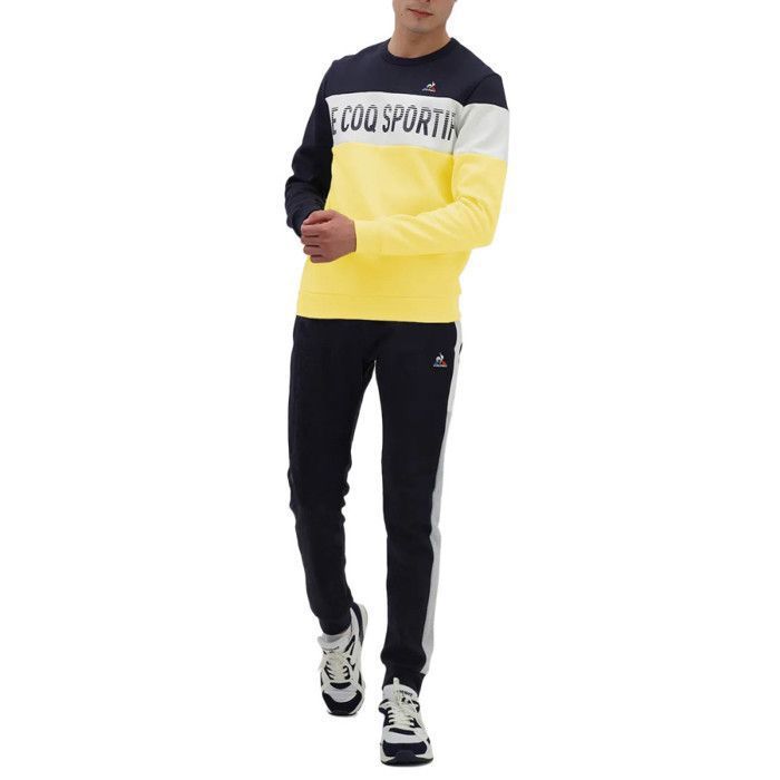 Sweat Le coq sportif Jaune navy blanc Cdiscount Pret a Porter