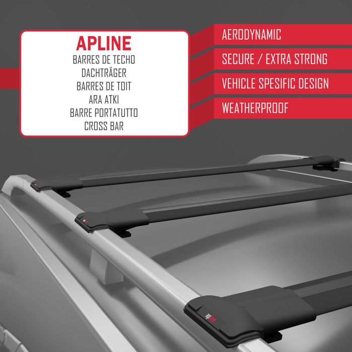 Barres De Toit Aluminium Pour Citroën Jumpy III Van (2016+) - Argent - 2 Barres, 4 Pattes - Charge 70 Kg