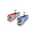 Tramway roues libres portes ouvrantes 46 cm Transport City Train de ville Vehicule Livre a l unite coloris bleu ou rouge-0