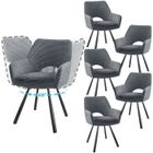 WAFTING Lot de 6 Chaises de Salle à Manger, Fauteuil Pivotantes avec Accoudoirs, Rembourrées avec Dossier en Velours,Gris