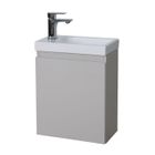 Meuble lave-mains gris sable LISA - MOB-IN - Vasque en céramique blanche - Charnières à fermeture progressive