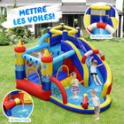 DREAMADE Château Gonflable avec Toboggan, Zone de Saut, Mur d'Escalade, Apparence du Navire, 360 x 290 x 200CM, Sans Gonfleur