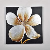 Tableau déco Fleurs  57 -  Toile peinte à la main  -  40 x 40 x 3 cm