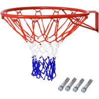 COSTWAY Mini Panier de Basket avec Filet de Rechange 46CM Anneau Basket sur Porte en PE Durable 4 Vis Expansion Intérieur/Extérieur
