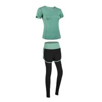 Ensemble de Sport Femme - Marque - T-shirt + Legging Fitness Running - Vert