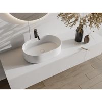 Vasque à poser en céramique ovale - VENTE-UNIQUE - IWA II - Blanc - 56 x 35,5 cm