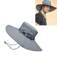 VGEBY chapeau de à large bord Chapeau de pêche respirant coton polyester grand bord chapeau de pour hommes sport Gris clair