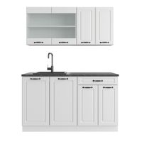 Cuisine équipée Vicco R-LINE Single 140 Cm – Blanc Brillant – Kitchenette Design