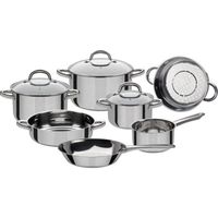GSW Batterie De Cuisine Émail 7 Pièces Rouge - Idéale Cuisine Traditionnelle, Compatible Induction, Facile à Nettoyer