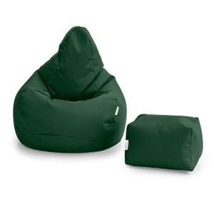POUF - POIRE Pouf de jeu Loft 25 pour salle de jeux, intérieur et extérieur, fauteuil pouf résistant à l'eau avec repose-pieds, Vert