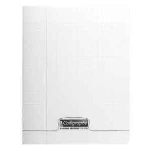 CLAIREFONTAINE Cahier piqué polypro Koverbook 17x22cm 96 pages grands  carreaux Seyes blanc transparent pas cher 