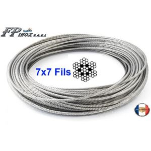 beaucoup de tailles disponibles 2 cosse coeur SET 25m cable 4mm acier inox cordage torons: 7x7 2 serre-câbles étrie 