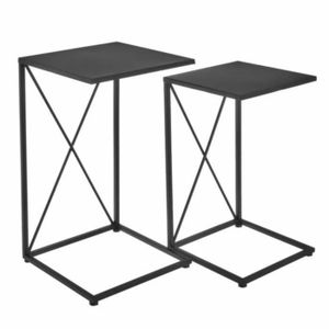 TABLE BASSE Set de 2 tables basses coloris noir - Longueur 32 x Profondeur 32 x Hauteur 59 cm