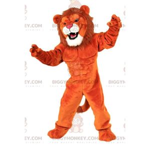 DÉGUISEMENT - PANOPLIE Costume de mascotte BIGGYMONKEY™ de lion orange, très musclé, costume d'animal musclé