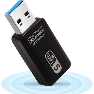 CLE WIFI - 3G Clé WiFi Puissante, 1300Mbps Adaptateur USB WiFi, Mini Cle WiFi USB 3.0 Double Bande 2.4G - 5GHz, Compatible avec Windows A17