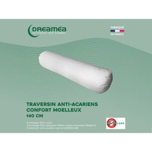 Traversin blanc moelleux anti-acariens 140 cm TEX HOME