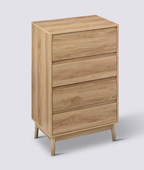 Commode 4 Tiroirs KOMFOTTEU - 58x29x100cm Rangement Organisé