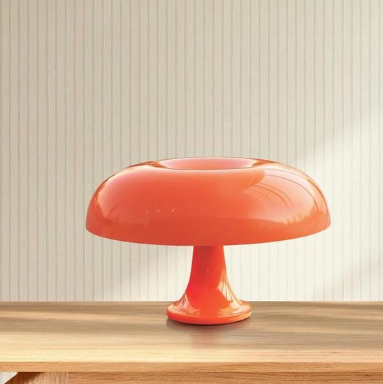 Lampe De Chevet Champignon LED Sans Fil - Design Vintage Space Age Orange, Télécommande, 3 Couleurs, Rechargeable USB
