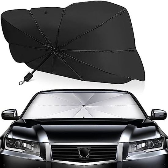 ZATOOTO Pare-Soleil Voiture Parapluie Pare-Brise 140x74 Cm – Protection UV Rétractable 10 Nervures, Anti-Chaleur Été, Installation Facile