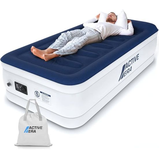 Active Era Matelas Gonflable Double Premium 2 Personnes Avec Pompe Électrique Intégrée Et Oreiller - 203x152x48 Cm