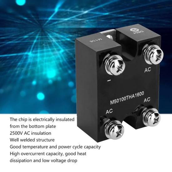 Pont Redresseur Triphasé Heschen SQL-100A - 100A, 1200V - Avec Dissipateur Thermique