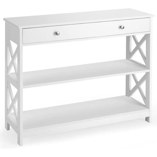 Table Console D'Entrée LIFEZEAL - Style Industriel - 2 Niveaux - 99x27x79cm