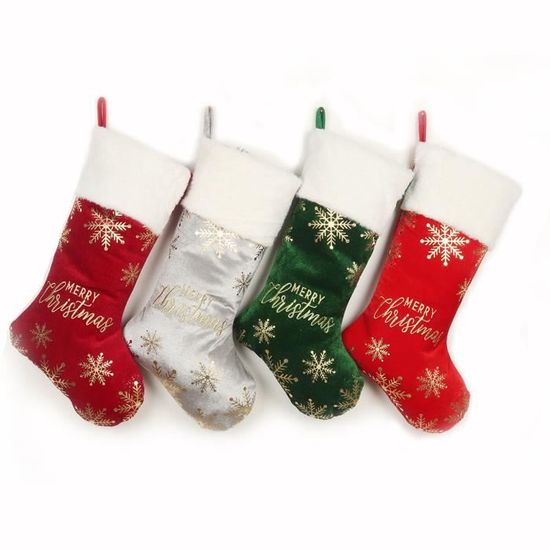 Grande Chaussette De Noël 46 Cm - Bas De Cheminée Tricoté Pour Cadeaux Et Décoration De Noël