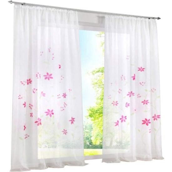 Store Romain Photique 60x120cm Gris - Passe Tringle Impression Fleurs Décoration Fenêtre