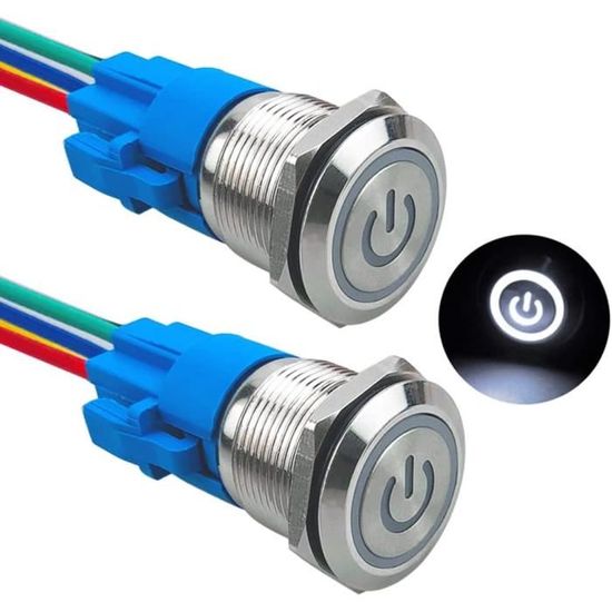Interrupteur À Bouton Poussoir 16Mm 12V Étanche Voiture Led Lumière Verrouillable Interrupteur À
