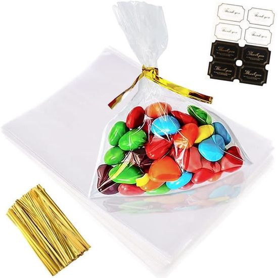 Sac Sachet Bonbon Sac Plastique Transparent Sachet Biscuit 100pcs Sac