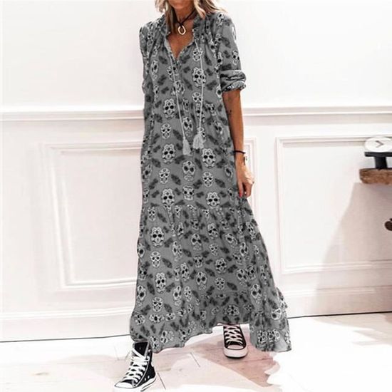 Robe De Bal Rock Addict Imprimé Crâne Doré Métallisé - Taille 8-10 (S-M), Neuf
