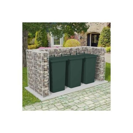 Cadre à Gabion De Poubelle Double Acier 180 X 100 X 120 Cm Qqmora