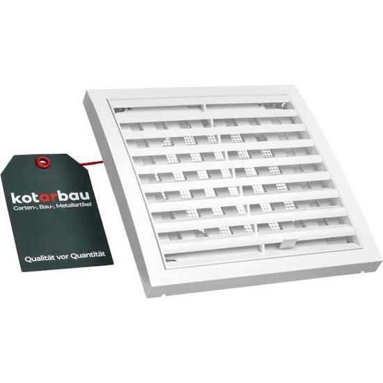 Grille D'aération Rectangulaire KOTARBAU - 200x200 Mm Avec Moustiquaire Et Fermeture - Blanc - Pour Ventilation Murale