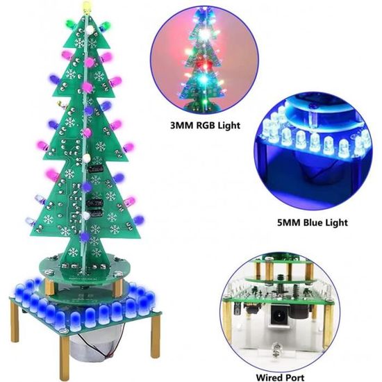 Kit De Soudure Sapin De Noël CTR-30 - 37 LEDs Clignotantes Rouge/Vert/Jaune, Projet DIY Électronique