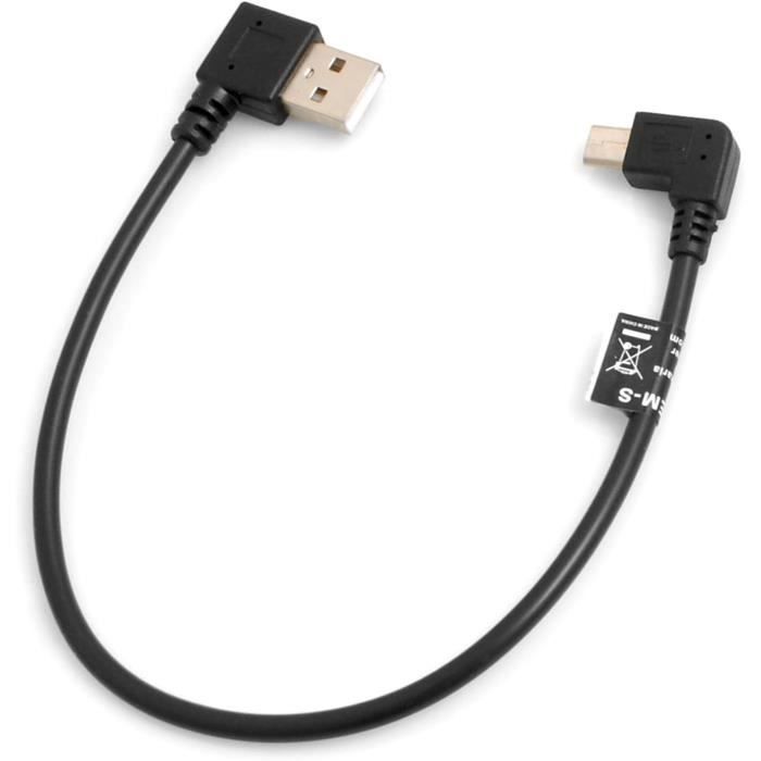 Adaptateur OTG NFHK - Micro USB Mâle Vers USB-A Femelle Coudé à 90° - Avec Port D'alimentation Pour Disque Dur Externe
