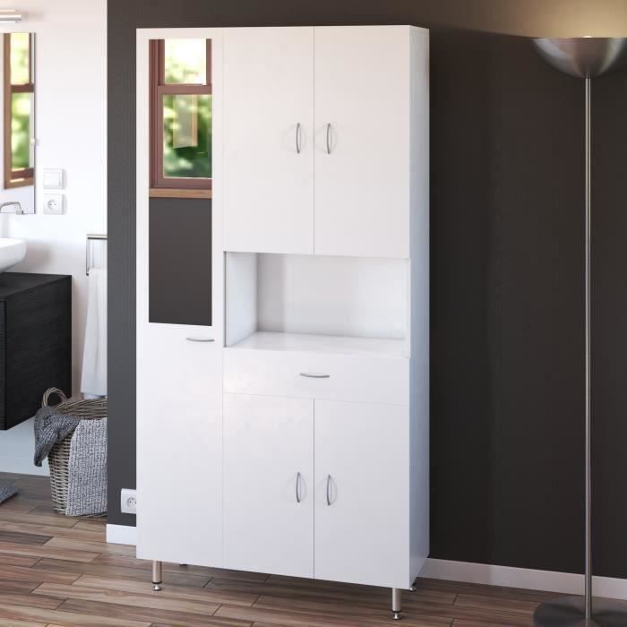 ARMANDO Armoire de salle de bain 5 portes L 88 cm - Blanc Mat