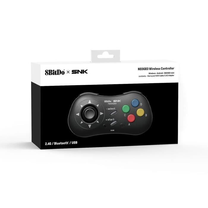 Rétrogaming-8Bitdo Manette Bluetooth Style SNK Neo Geo - compatible PC Windows, Android & Neo Geo Mini - Noire