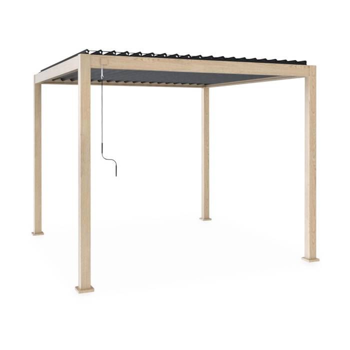 Pergola Bioclimatique coloris bois – Triomphe – 300x300cm. aluminium. à lames orientables