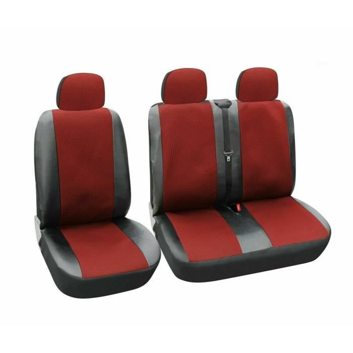 Housses De Siège 2+1 3 Places Rouge Noir Pour Vw Transporter T4 T5 Universelles