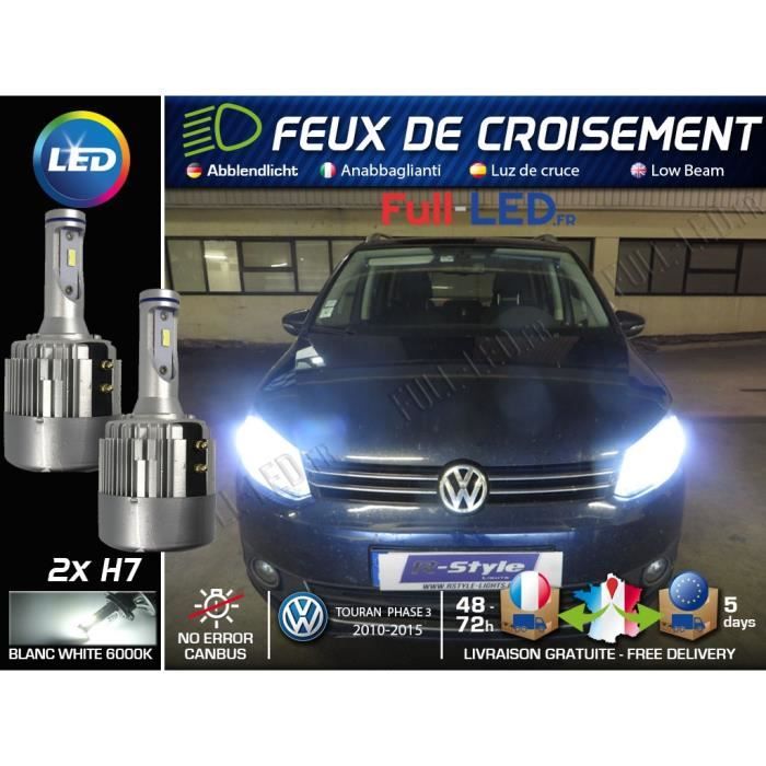 Ampoules LED H7 - Spécial Volkswagen Touran 1T3 - Feux de croisement