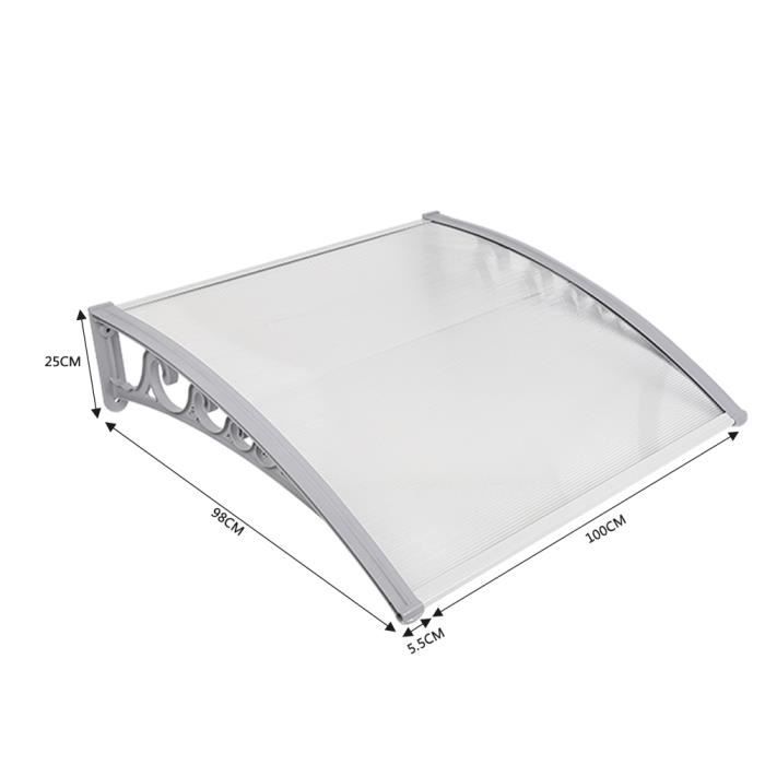 Auvent de porte marquise d'accueil 100 X 100 cm polycarbonate