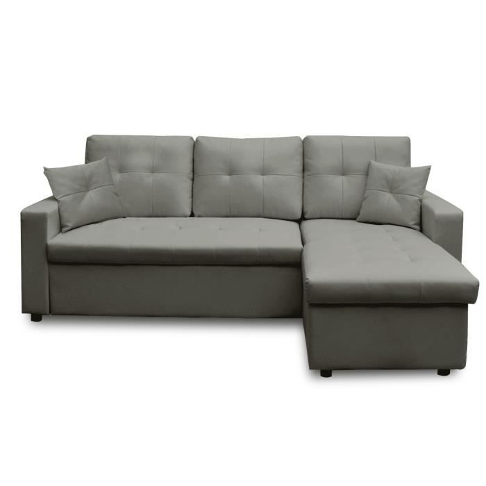 Canapé d'angle droit convertible Gris