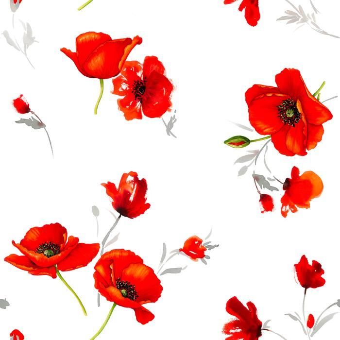 Nappe Toile ciree au metre Ballade de Coquelicots
