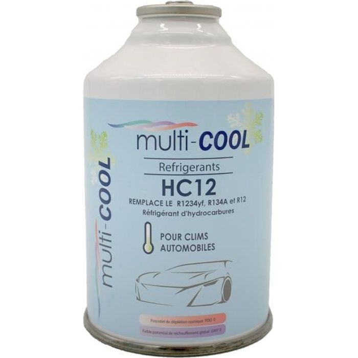 Canette réfrigérant MULTICOOL 12a , remplace le r12, r134a et 1234yf - 160 grs, avec filetage 1/2 ACME-
