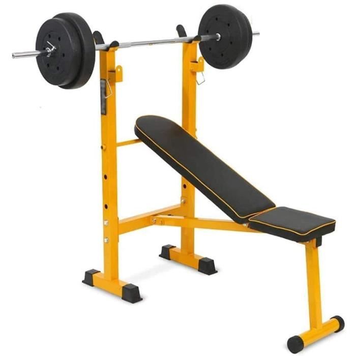 Banc De Musculation Olympique Pliable Lit D'haltérophilie Ensemble De Lit Haltère Bench Press Barbell Gymnastique À Domicile, Exerci
