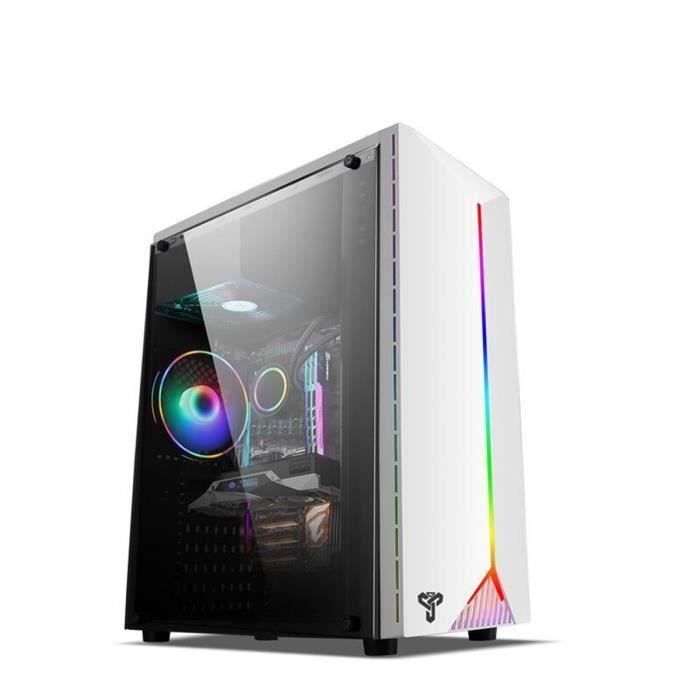 Boîtier PC Ordinateur Jeu Panneau latéral transparent Bande lumière RGB USB3.0 Support 120mm 4 ventilateur ATX micro-atx min SA37367