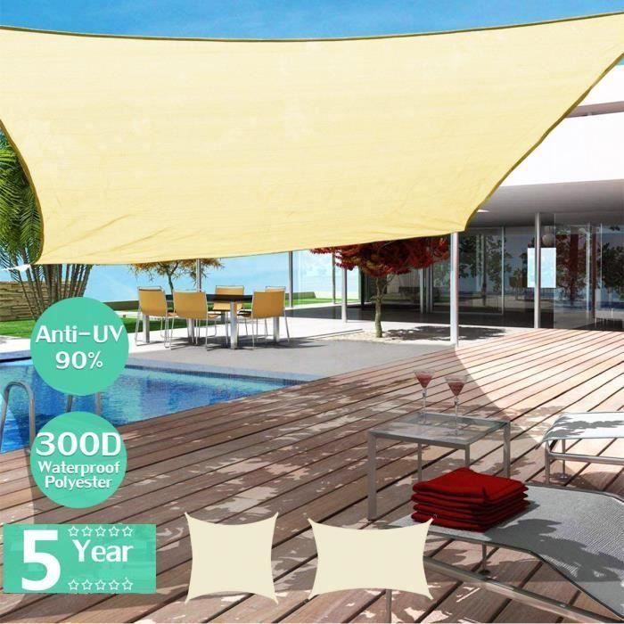 Voile D'ombrage Toile Rectangulaire Résistant au Soleil Imperméable - 3X3M la37174