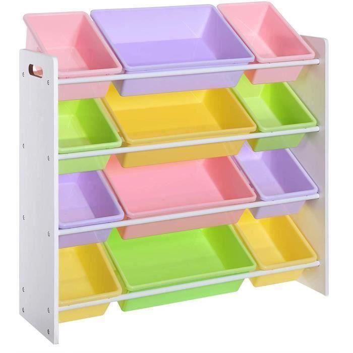 NetBoat Meuble de Rangement Jouets Enfant, Organisateur de Jouets, Présentoir pour Salle de Jeux, 86 x 26,5 x 78 cm