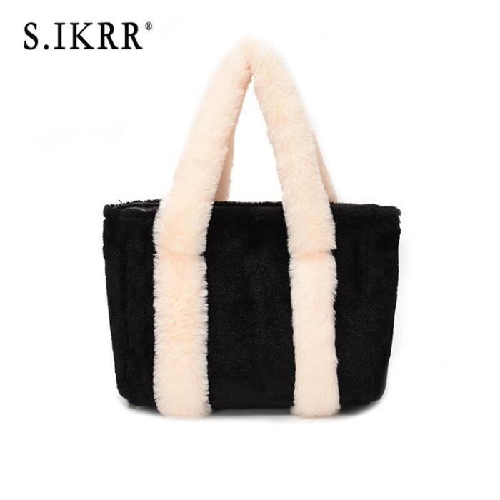 S. IKRR hiver sac à main Mini fausse fourrure sac fourre tout de luxe sacs à main femmes sacs concepteur doux Simple en *BU12461